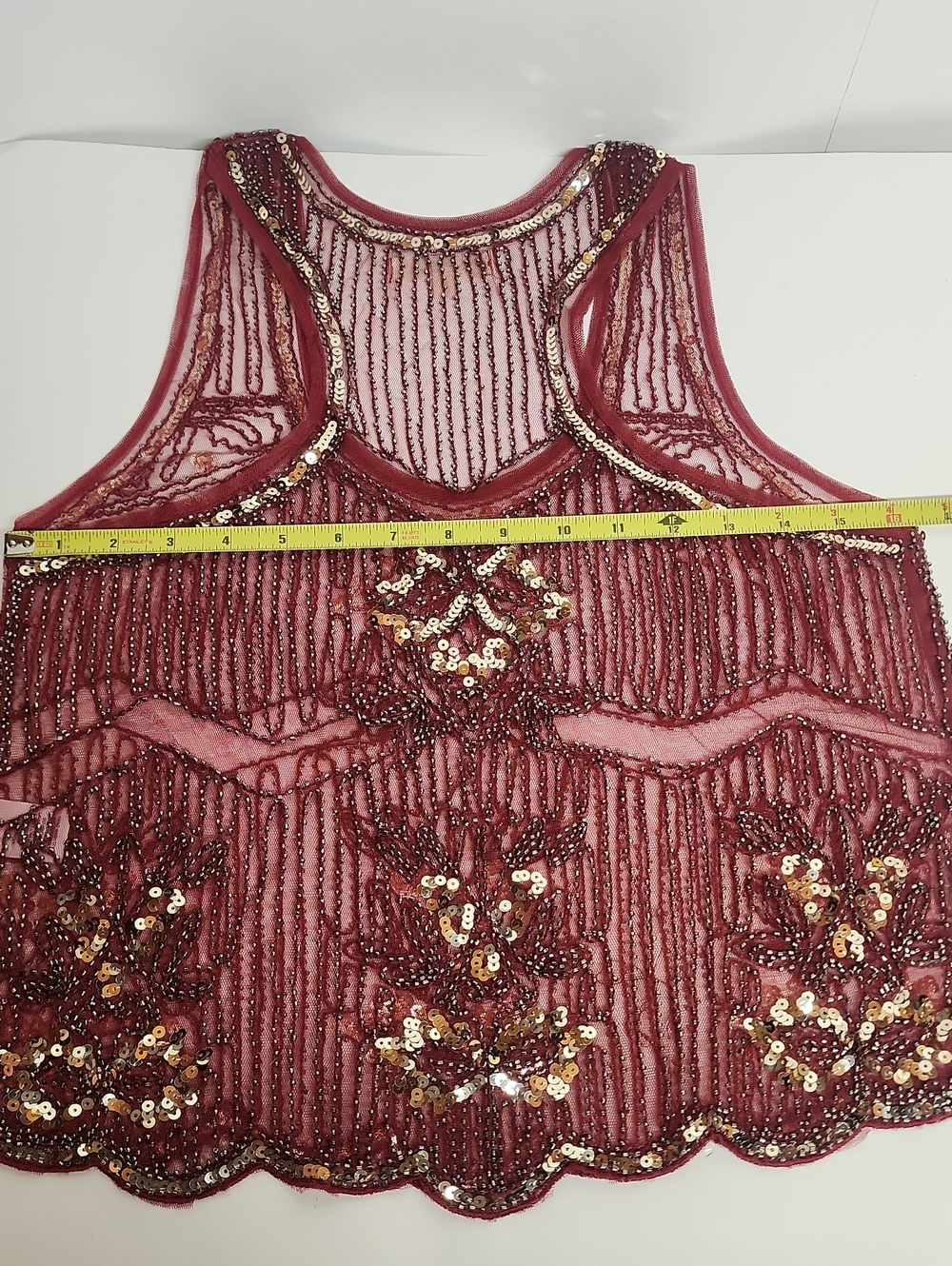 LOVECULTURE Size S Burgundy Sequin Stunning Beautiful Mesh Racerback Camisole - Picture 6 of 10